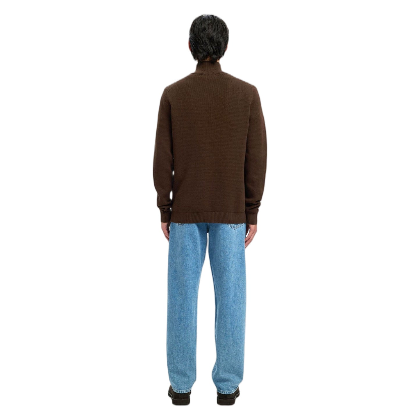 Maglione Selected Homme Dane Ls Knit Structure Half Zip - Marrone - Maglieria di Selected Homme | Francis Concept