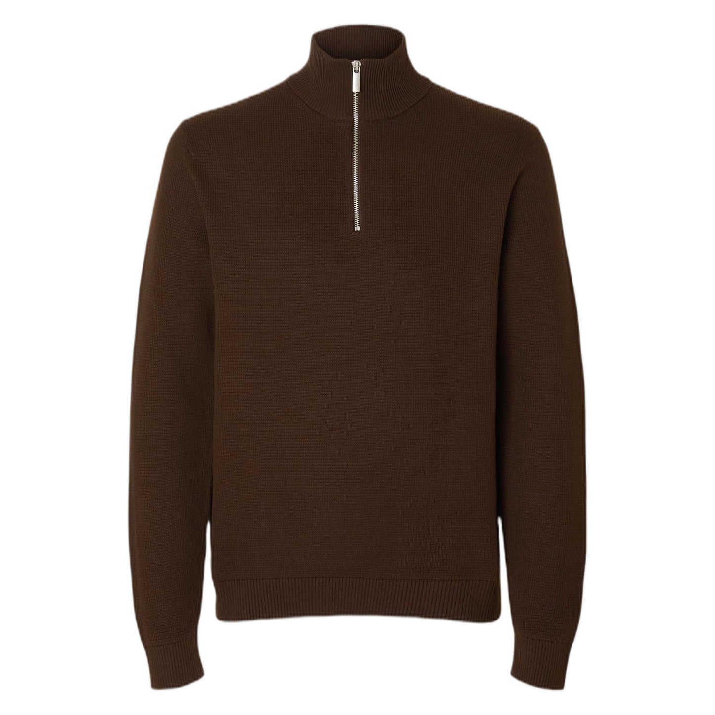 Maglione Selected Homme Dane Ls Knit Structure Half Zip - Marrone - Maglieria di Selected Homme | Francis Concept