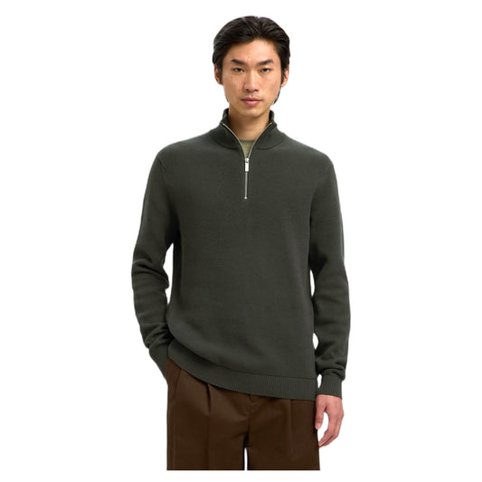 Maglione Selected Homme Dane Ls Knit Structure Half Zip - Verde - Maglieria di Selected Homme | Francis Concept