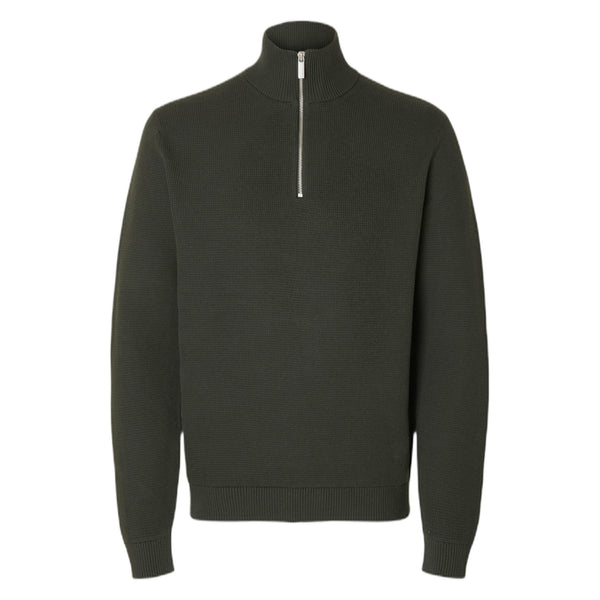 Maglione Selected Homme Dane Ls Knit Structure Half Zip - Verde - Maglieria di Selected Homme | Francis Concept