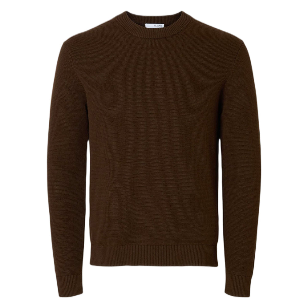 Maglione Selected Homme Ls Knit Structure Crew Neck - Marrone - Maglieria di Selected Homme | Francis Concept