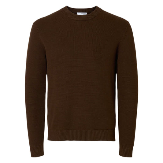 Maglione Selected Homme Ls Knit Structure Crew Neck - Marrone - Maglieria di Selected Homme | Francis Concept