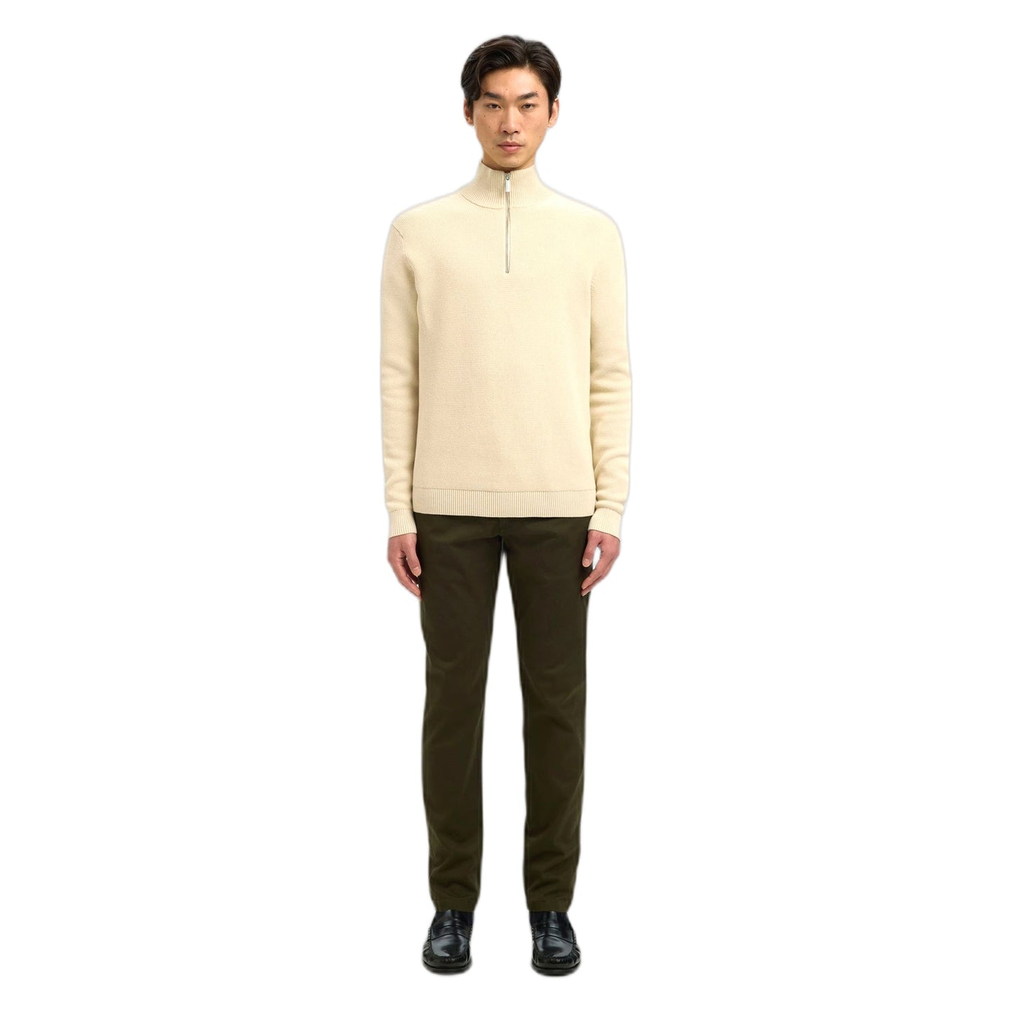 Maglione Selected Homme Ls Knit Structure Half Zip - Oatmeal - Maglieria di Selected Homme | Francis Concept