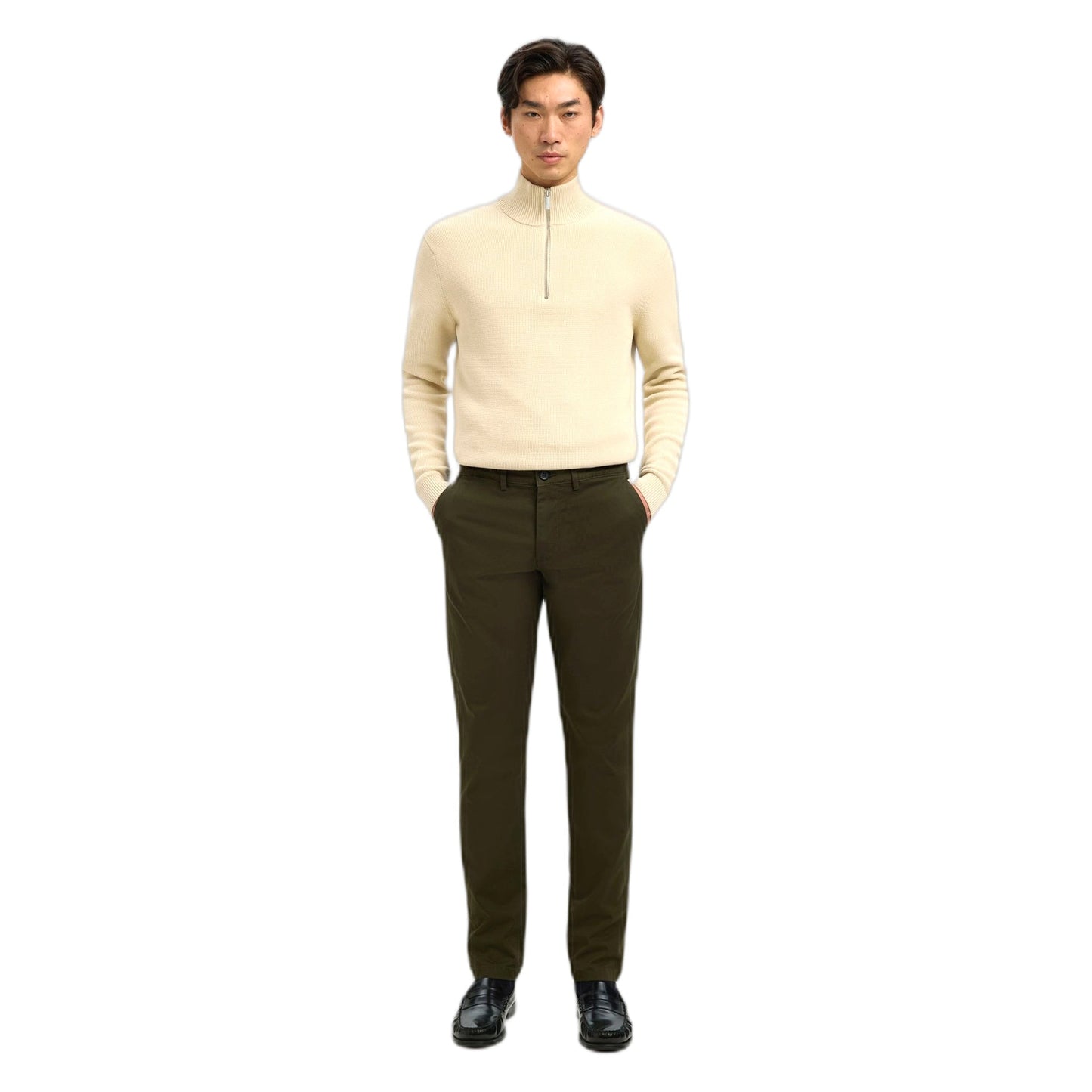 Maglione Selected Homme Ls Knit Structure Half Zip - Oatmeal - Maglieria di Selected Homme | Francis Concept