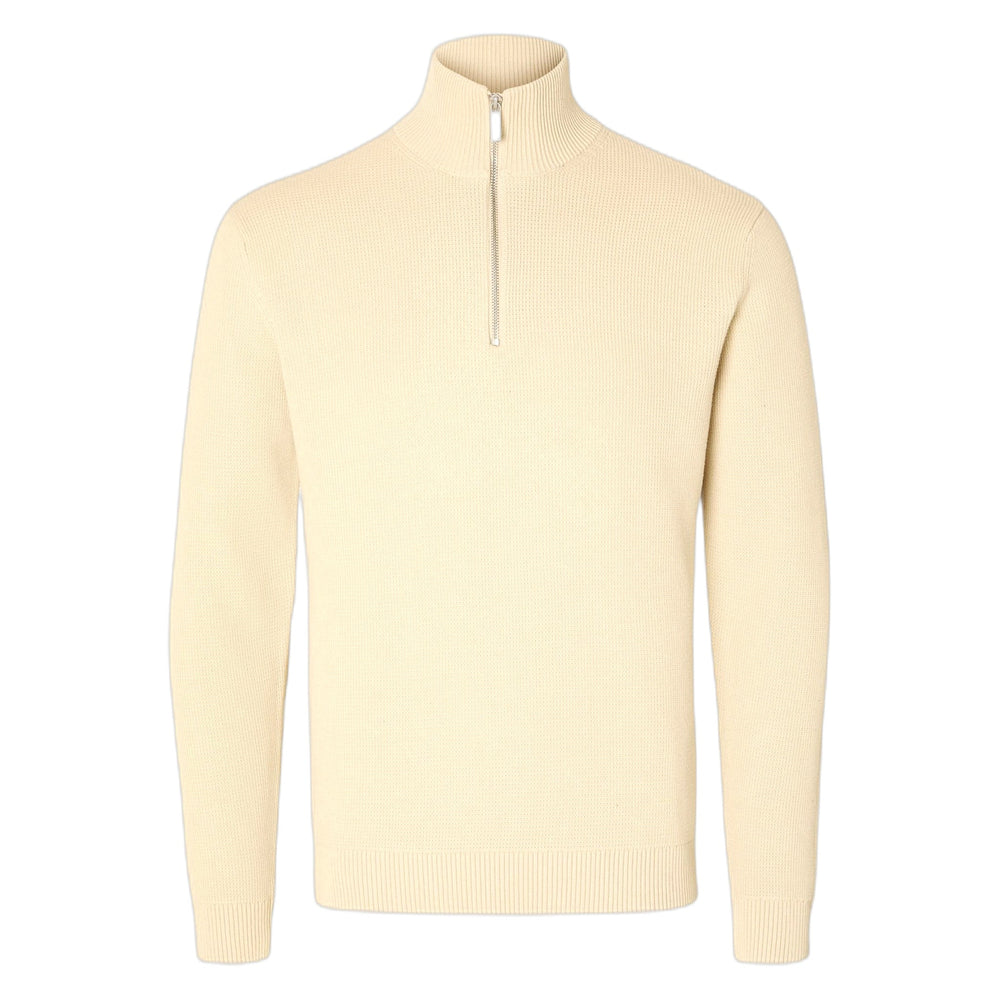 Maglione Selected Homme Ls Knit Structure Half Zip - Oatmeal - Maglieria di Selected Homme | Francis Concept