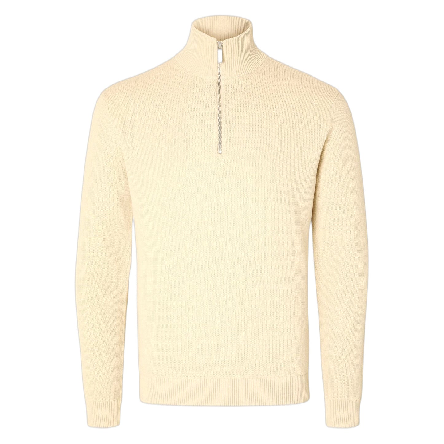 Maglione Selected Homme Ls Knit Structure Half Zip - Oatmeal - Maglieria di Selected Homme | Francis Concept
