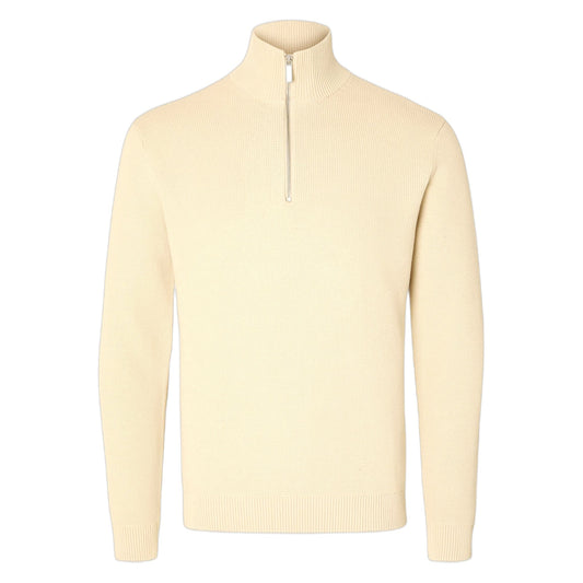Maglione Selected Homme Ls Knit Structure Half Zip - Oatmeal - Maglieria di Selected Homme | Francis Concept