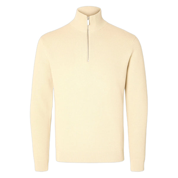 Maglione Selected Homme Ls Knit Structure Half Zip - Oatmeal - Maglieria di Selected Homme | Francis Concept