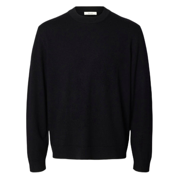 Maglione Selected Homme Merino Brushed Relaxed Crew - Black - Maglieria di Selected Homme | Francis Concept