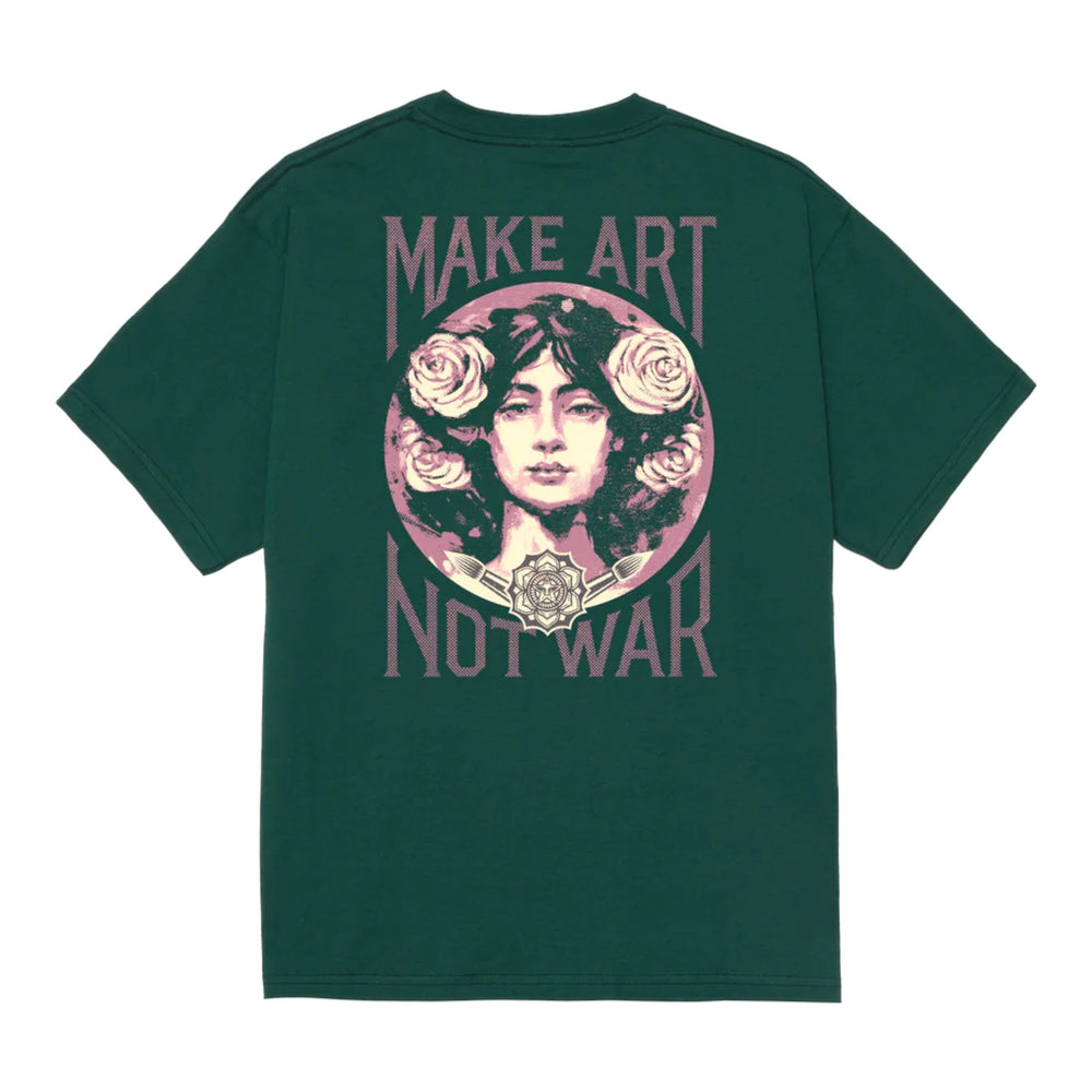 Obey T-Shirt Uomo Make Art Not War in Cotone – Verde Rain Forest - T-Shirt di Obey | Francis Concept