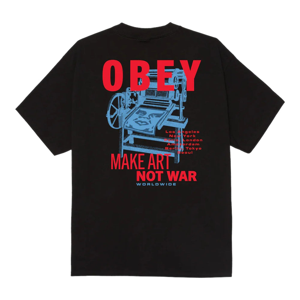 Obey T-Shirt Uomo Printing Press Make Art in Cotone – Nero Classico - T-Shirt di Obey | Francis Concept