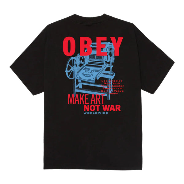 Obey T-Shirt Uomo Printing Press Make Art in Cotone – Nero Classico - T-Shirt di Obey | Francis Concept