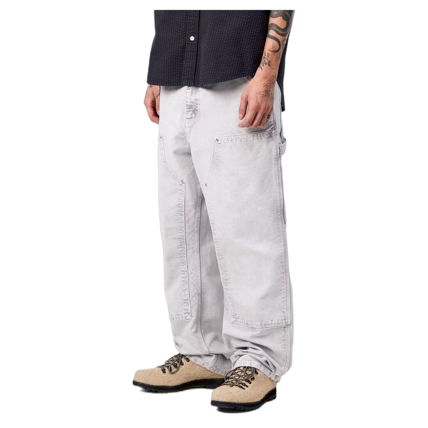 Pantalone Carhartt Wip Double Knee Pant - Black Chalk Wash - Pantaloni di Carhartt Wip | Francis Concept