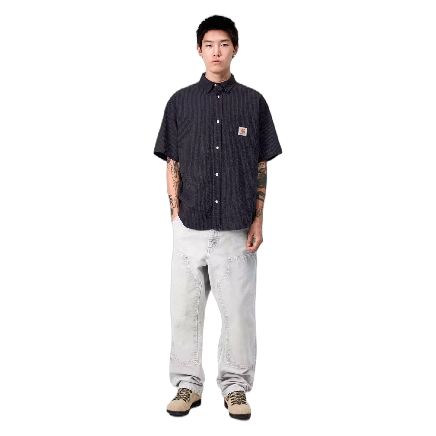 Pantalone Carhartt Wip Double Knee Pant - Black Chalk Wash - Pantaloni di Carhartt Wip | Francis Concept