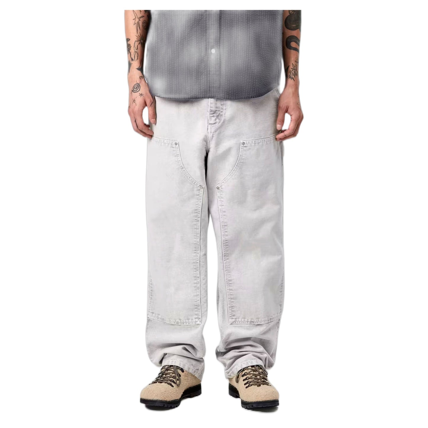 Pantalone Carhartt Wip Double Knee Pant - Black Chalk Wash - Pantaloni di Carhartt Wip | Francis Concept