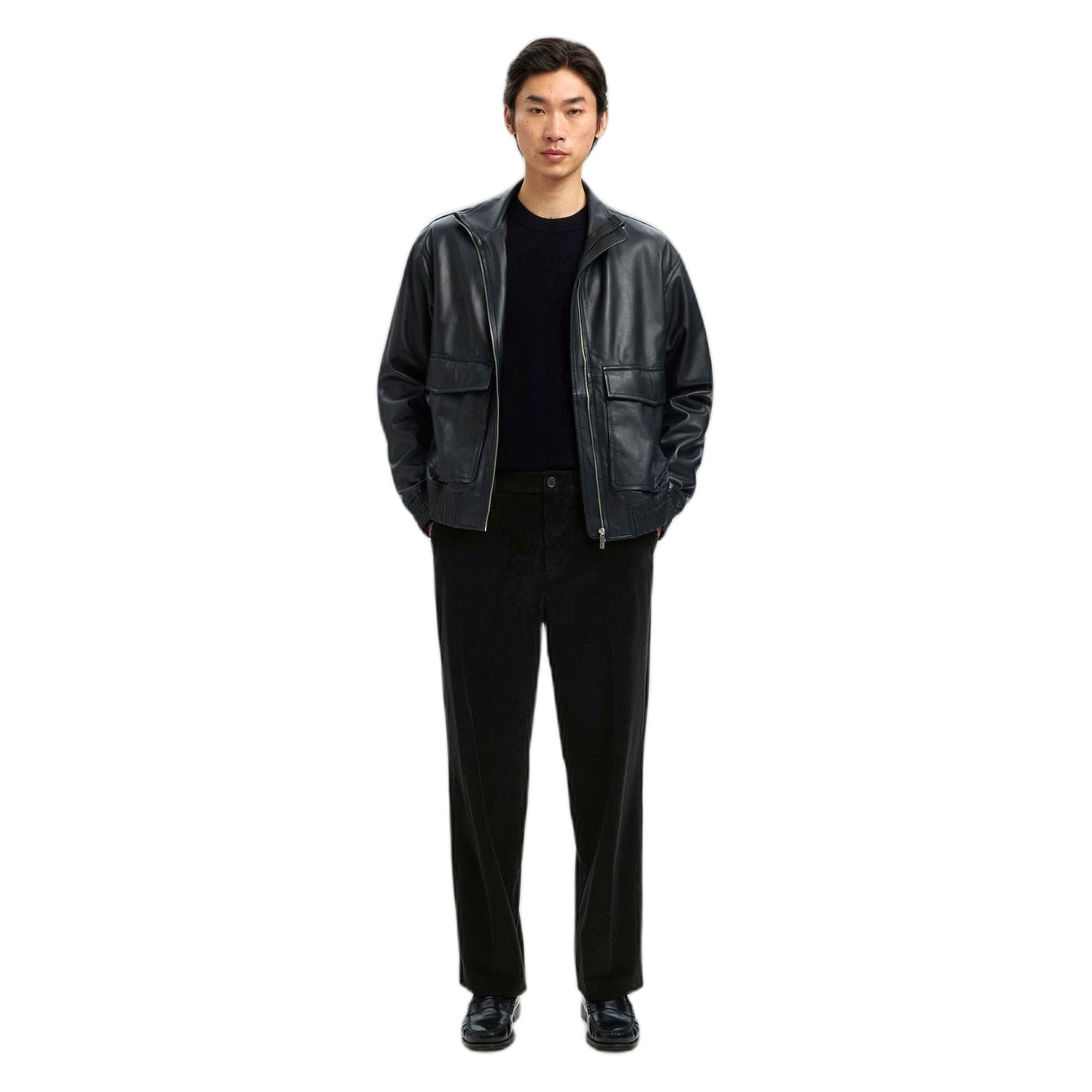 Pantaloni Selected Homme Slh220 Loose Art Courduroy Pant - Nero - Pantaloni di Selected Homme | Francis Concept