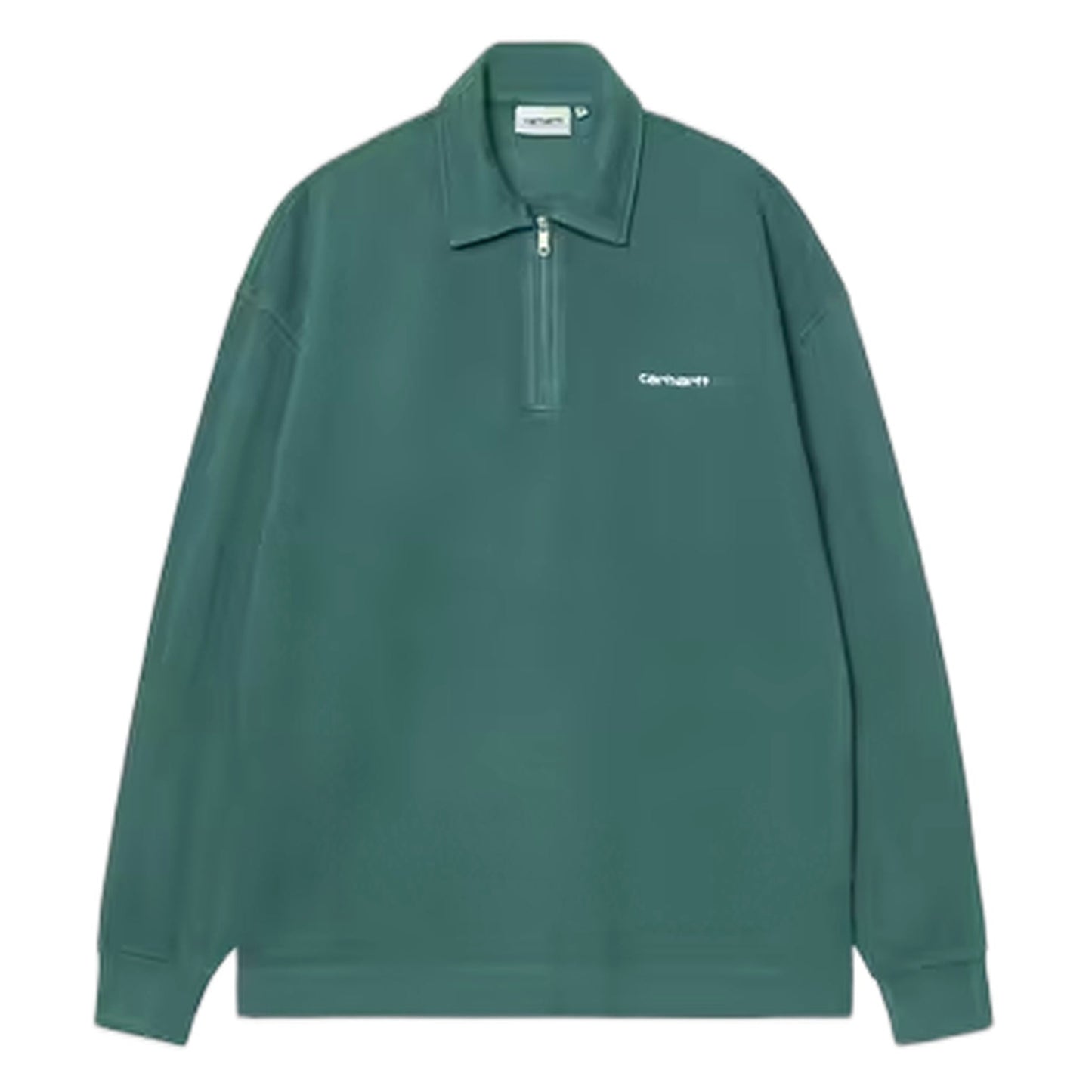 Polo Carhartt Wip Pique Script Sweat - Dark Fir / White Garment Dyed - Felpe di Carhartt Wip | Francis Concept