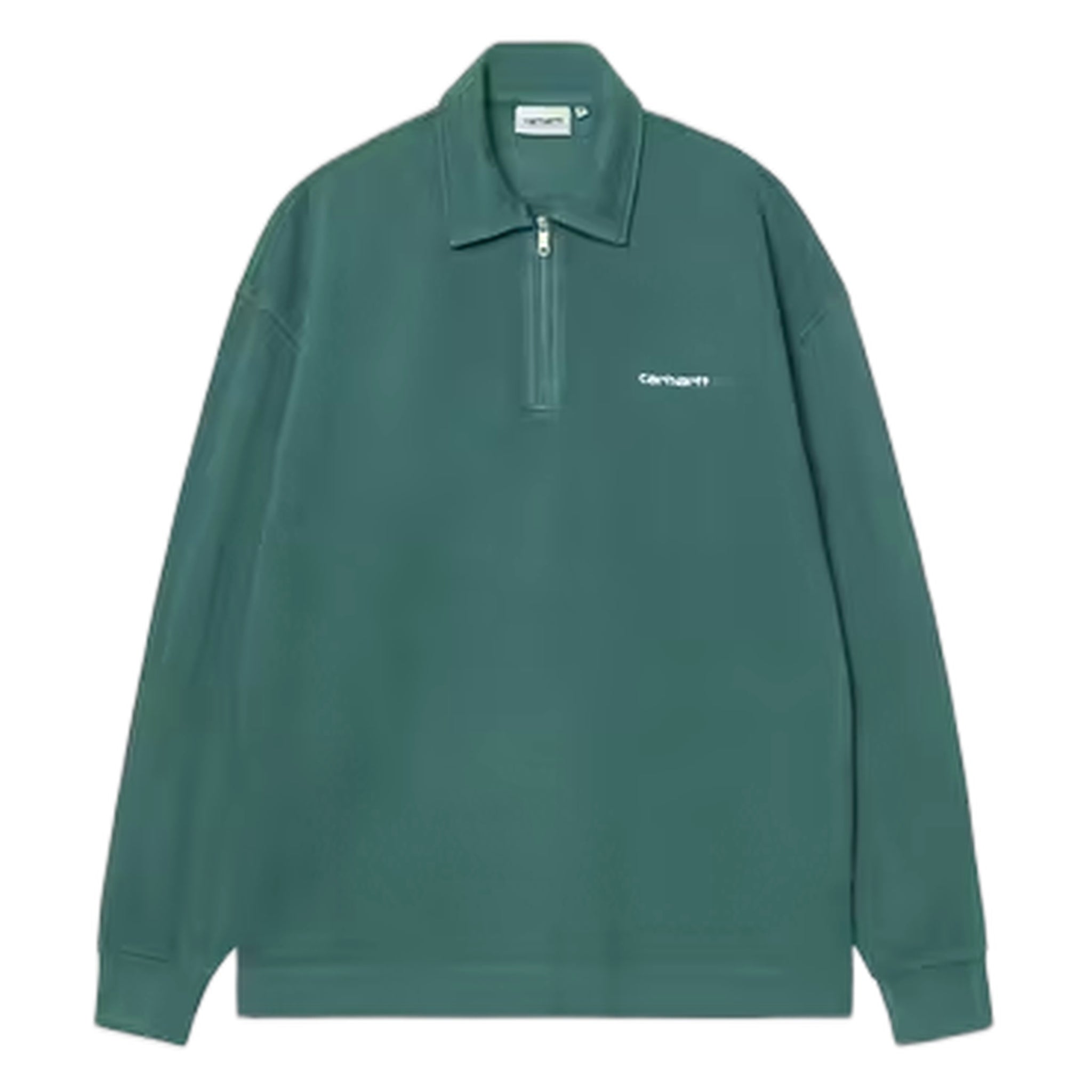 Polo Carhartt Wip Pique Script Sweat - Dark Fir / White Garment Dyed - Felpe di Carhartt Wip | Francis Concept