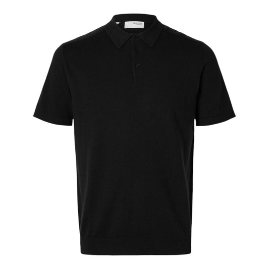 Polo Selected Homme Berg SS Knit Polo - Black - T-Shirt e Polo di Selected Homme | Francis Concept