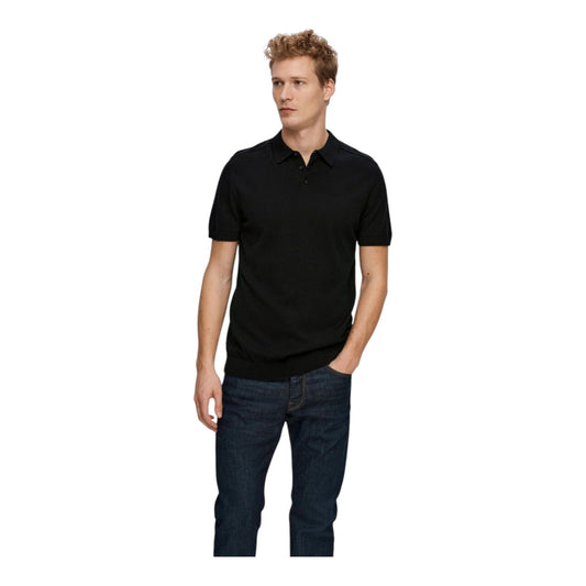Polo Selected Homme Berg SS Knit Polo - Black - T-Shirt e Polo di Selected Homme | Francis Concept