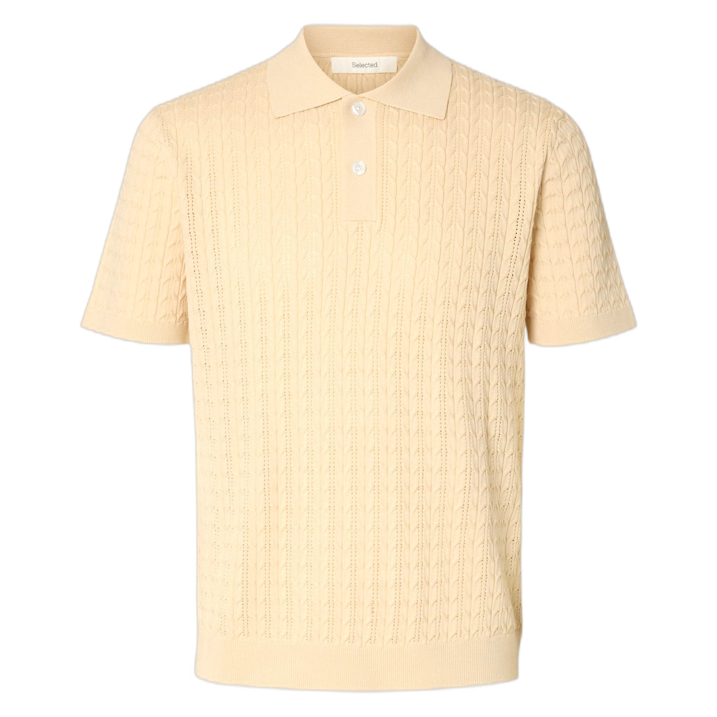 Polo Selected Homme Mattis Knit New Cable Polo - Beige-Francis Concept