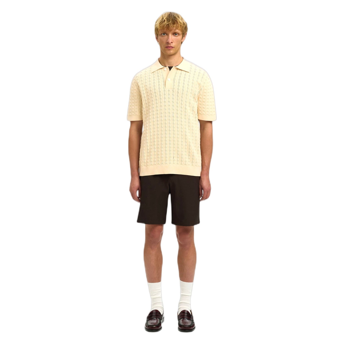 Polo Selected Homme Mattis Knit New Cable Polo - Beige-Francis Concept