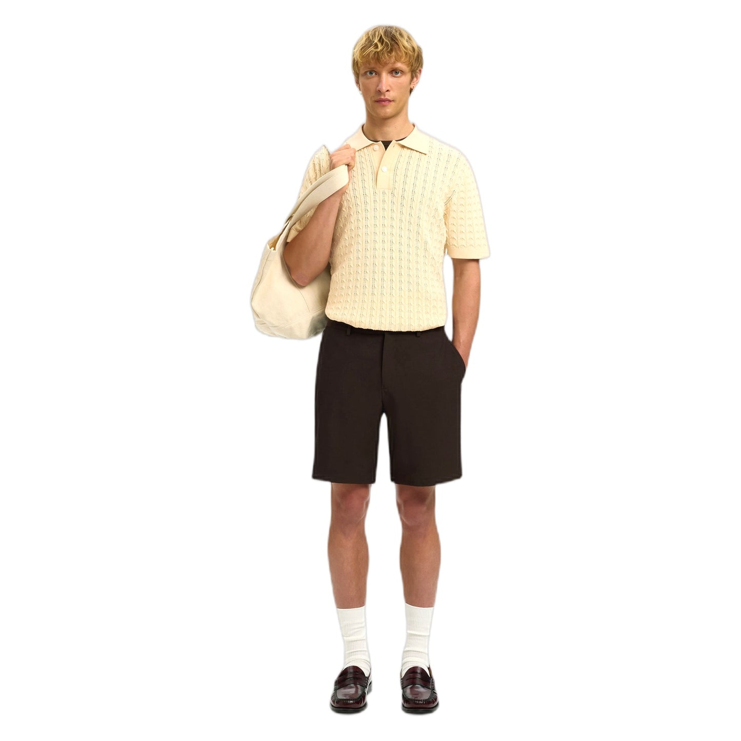 Polo Selected Homme Mattis Knit New Cable Polo - Beige-Francis Concept