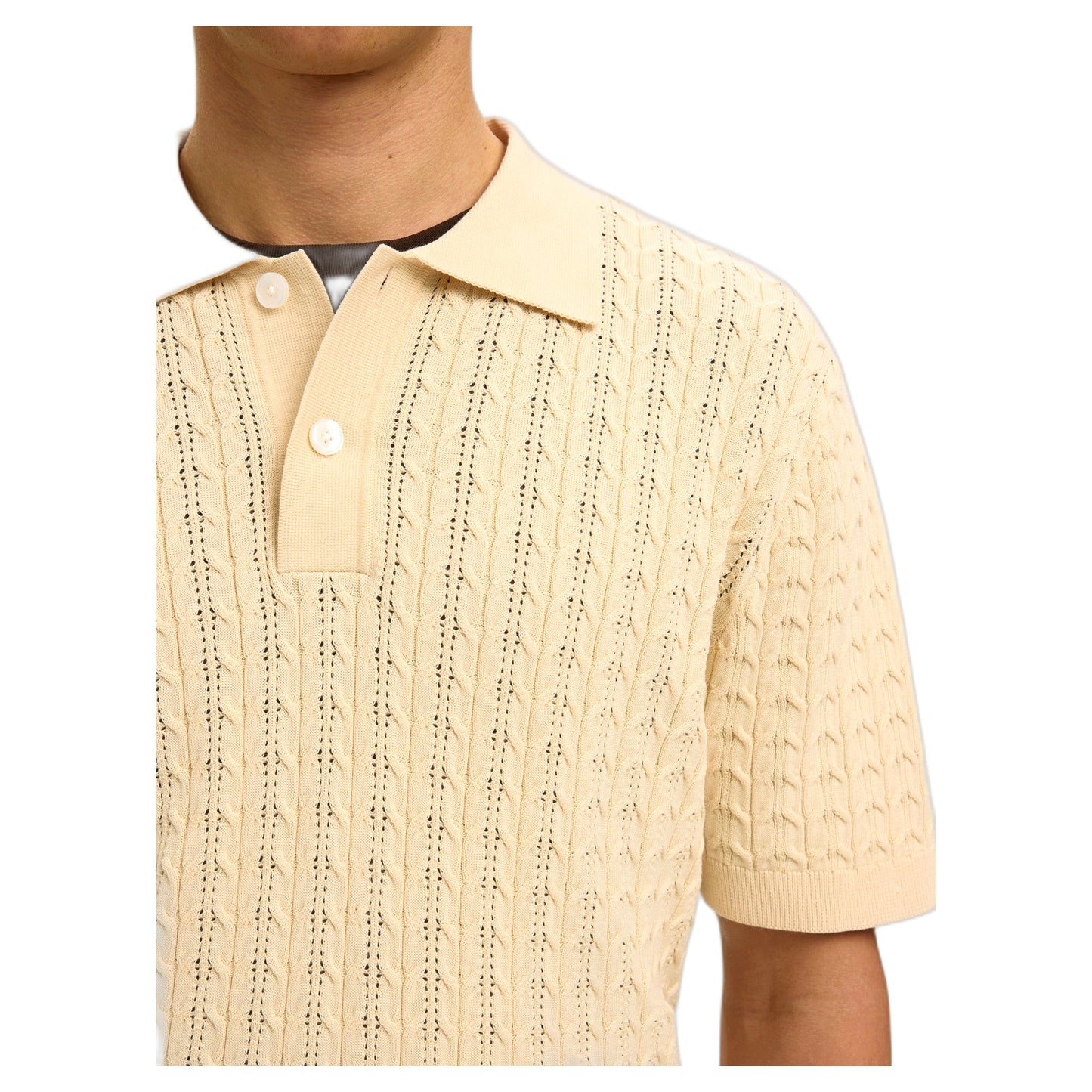 Polo Selected Homme Mattis Knit New Cable Polo - Beige-Francis Concept