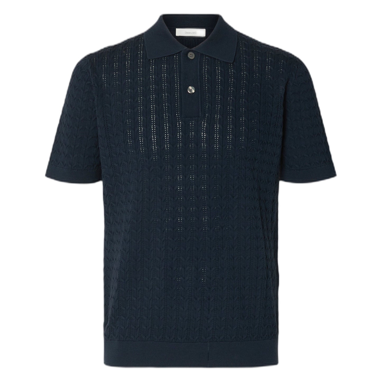 Polo Selected Homme Mattis Knit New Cable Polo - Blue-Francis Concept