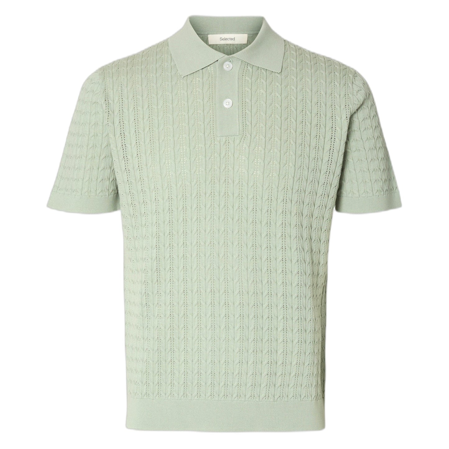 Polo Selected Homme Mattis SS Knit New Cable Polo - Turchese