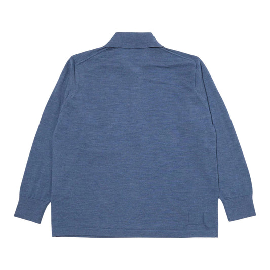 Polo Universal Works L/S Pullover Knit Merino - Airforce Blue - Maglieria di Universal Works | Francis Concept