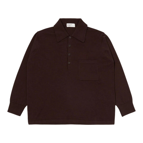 Polo Universal Works L/S Pullover Knit Shirt - Brown - Maglieria di Universal Works | Francis Concept
