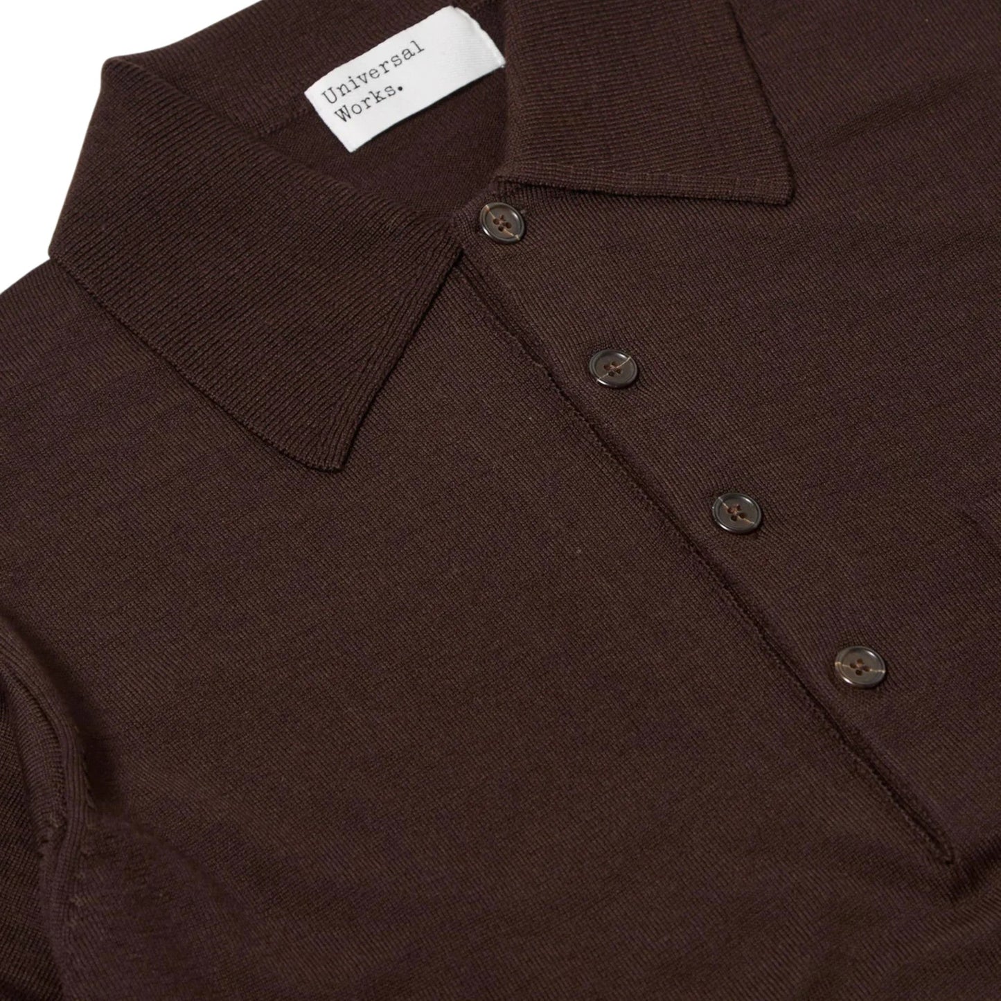 Polo Universal Works L/S Pullover Knit Shirt - Brown - Maglieria di Universal Works | Francis Concept