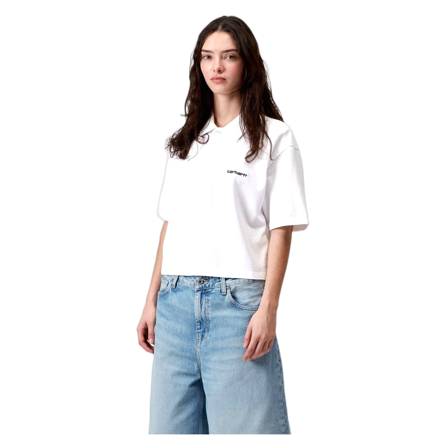 Polo W' Carhartt Wip Script Polo TS - White / Black - T-Shirt di Carhartt Wip | Francis Concept