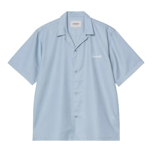 Carhartt Wip S/S Delray Shirt - Frosted Blue / White