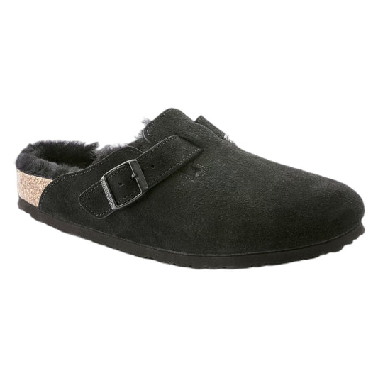 Sabot Birkenstock Boston Shearling Suede Leather - Black