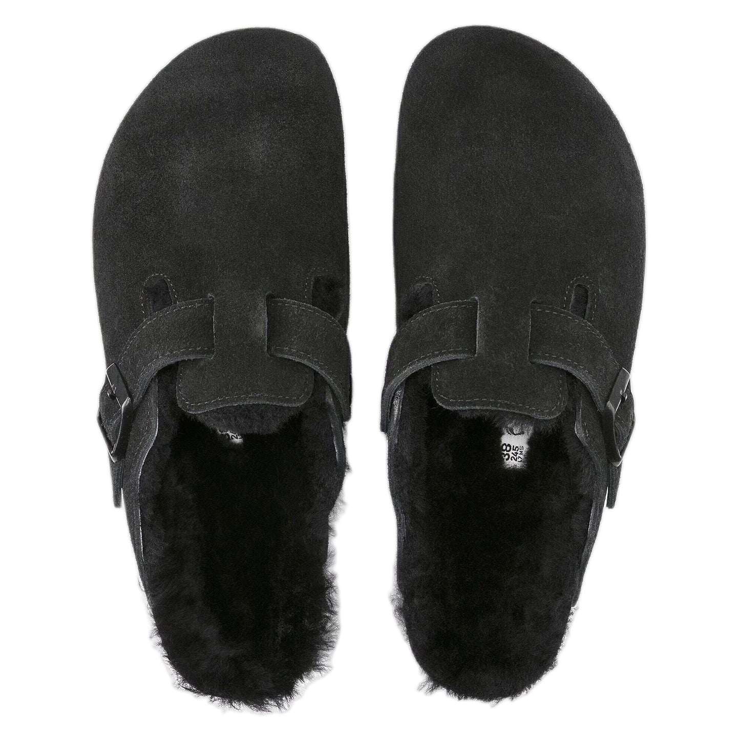 Sabot Birkenstock Boston Shearling Suede Leather - Black