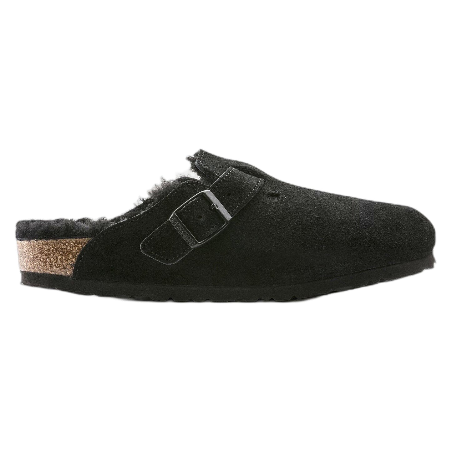 Sabot Birkenstock Boston Shearling Suede Leather - Black