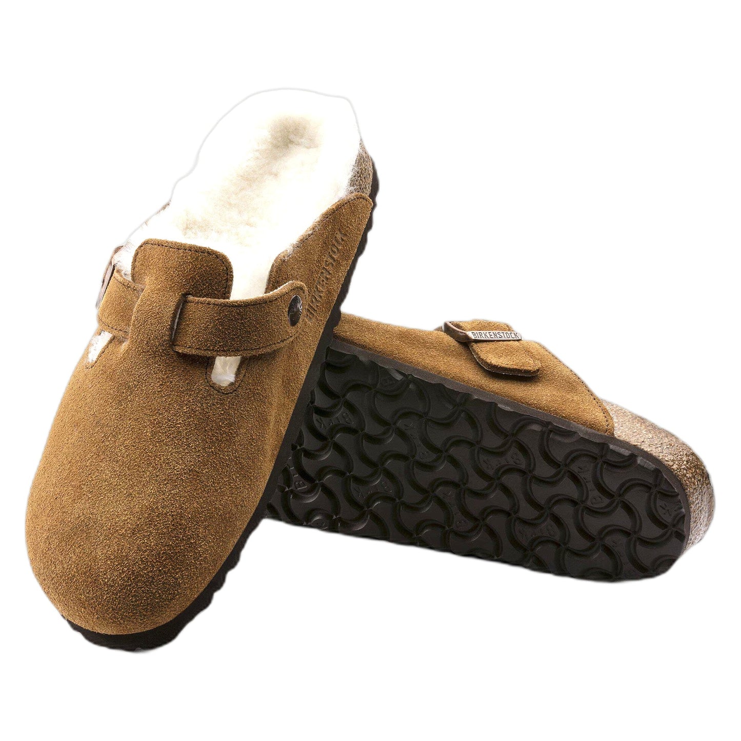 Sabot Birkenstock Boston Shearling Suede Leather - Mink-Francis Concept