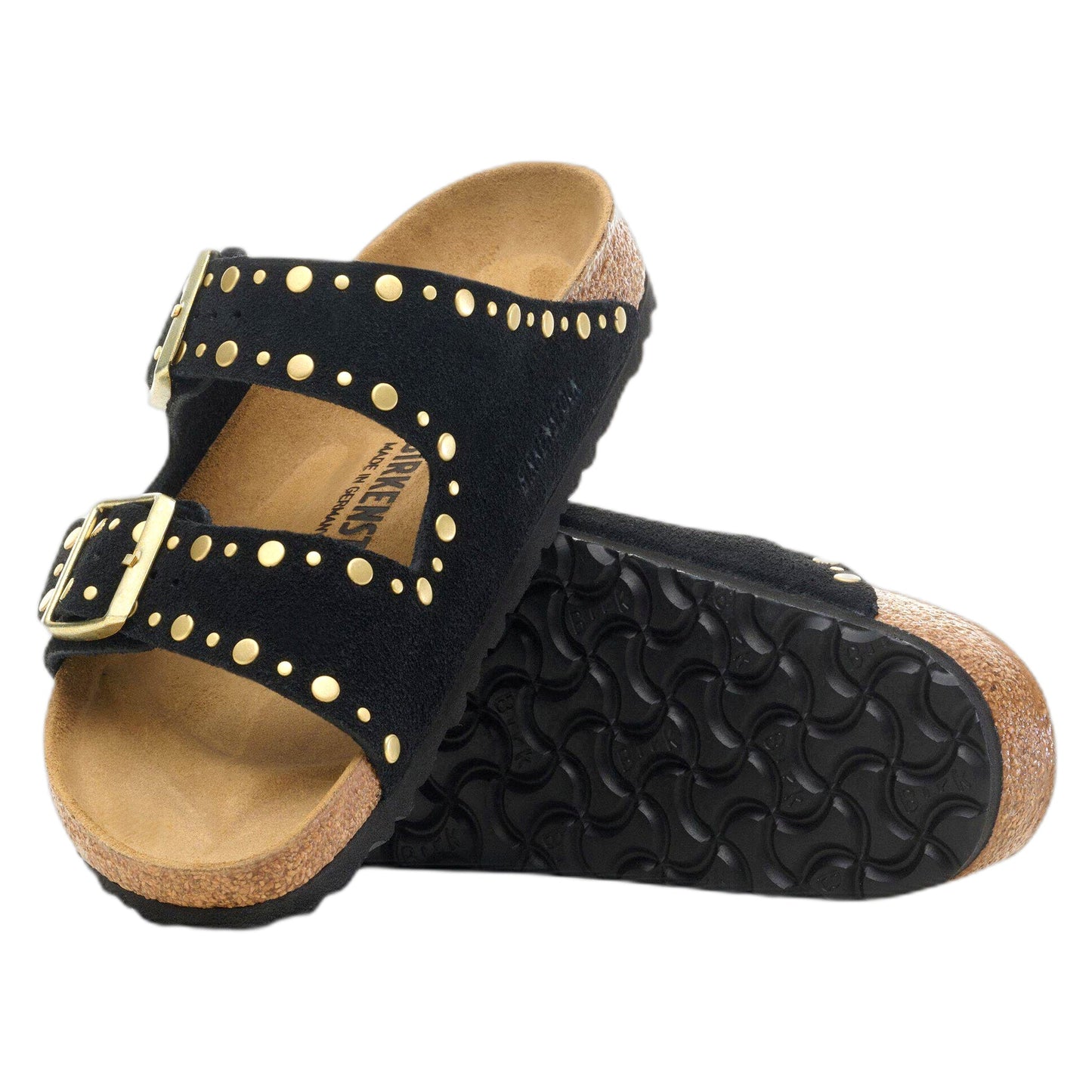Sandali Birkenstock Arizona Rivet Suede Leather - Black-Francis Concept
