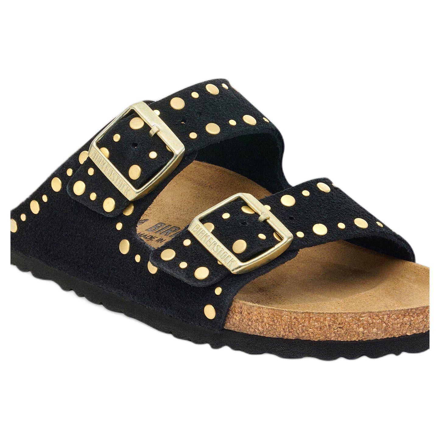 Sandali Birkenstock Arizona Rivet Suede Leather - Black-Francis Concept