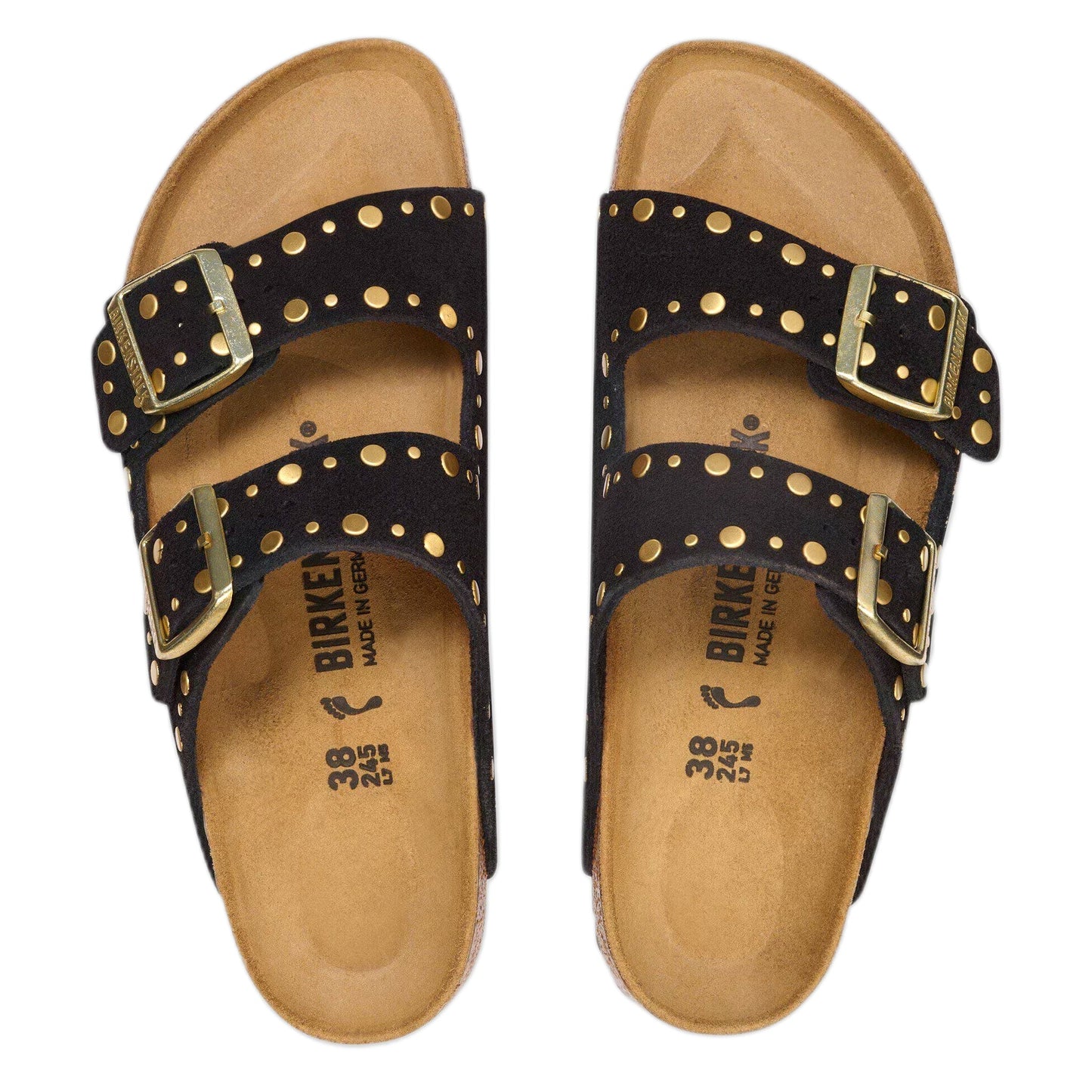 Sandali Birkenstock Arizona Rivet Suede Leather - Black-Francis Concept