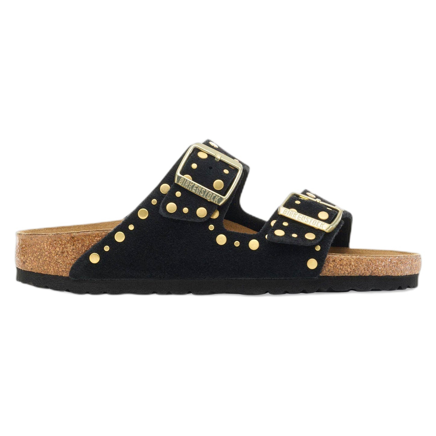 Sandali Birkenstock Arizona Rivet Suede Leather - Black-Francis Concept