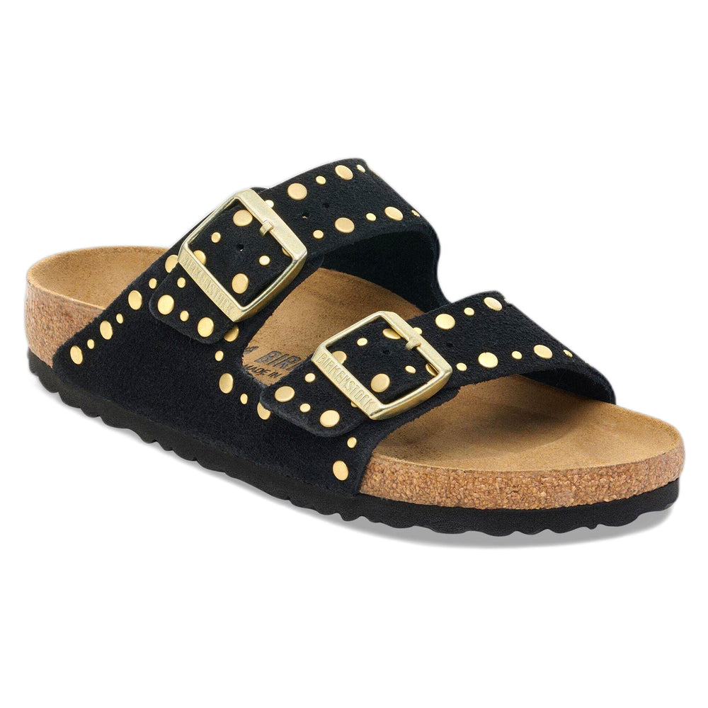 Sandali Birkenstock Arizona Rivet Suede Leather - Black-Francis Concept