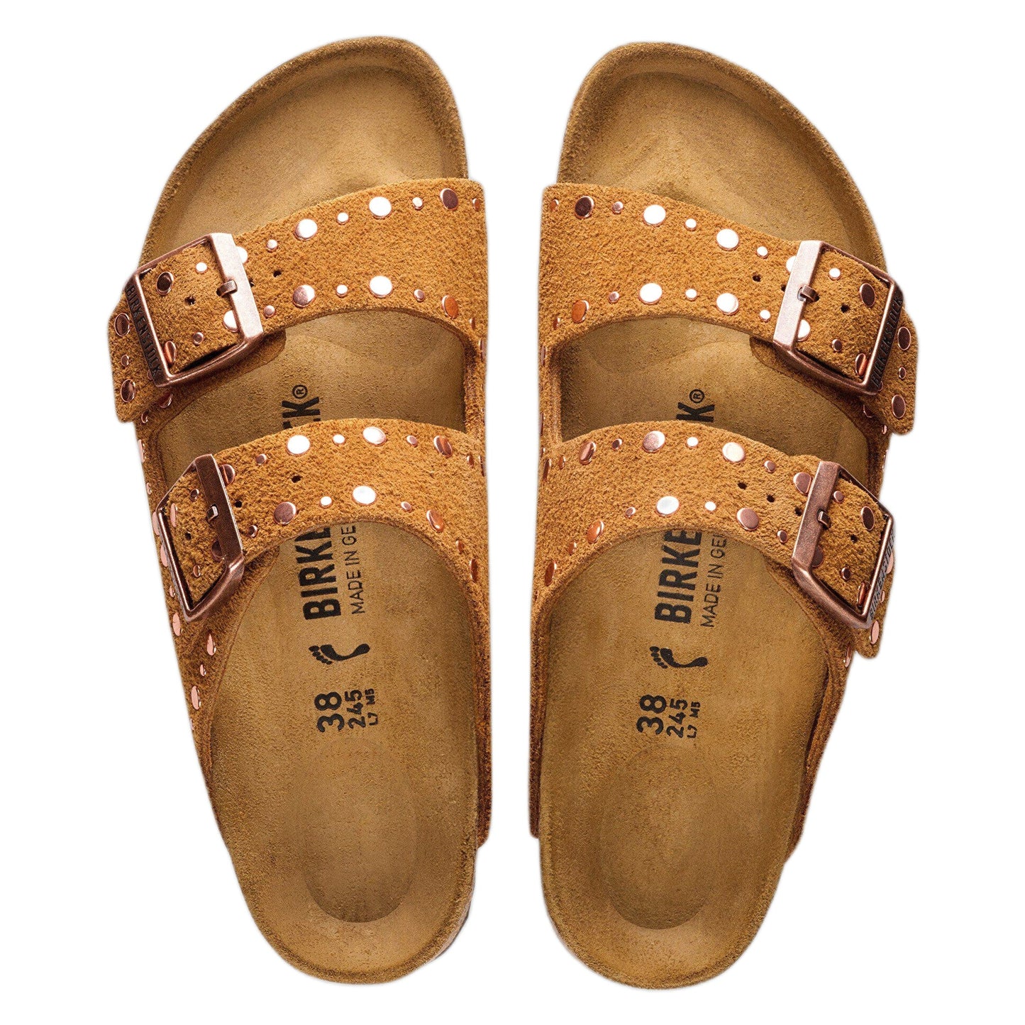 Sandali Birkenstock Arizona Rivet Suede Leather - Mink-Francis Concept