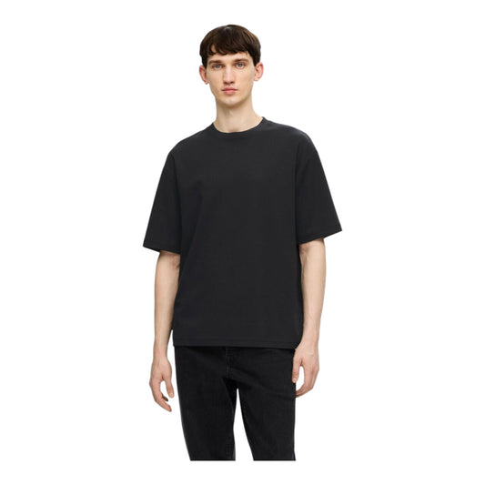Selected Homme Colman SS O - Neck Tee - Black - T-Shirt di Selected Homme | Francis Concept