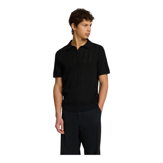Selected Homme Knit Crochet Polo - Black - Polo di Selected Homme | Francis Concept