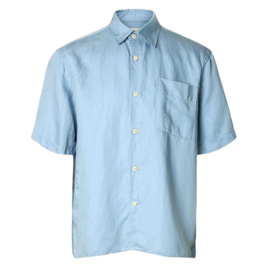 Selected Homme Relax Mika Tencel Blend SS Shirt - Dusty Blue