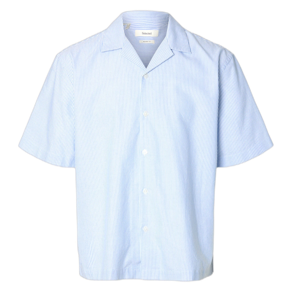 Selected Homme Relaxed Oxford SS Shirt Resort - Skyway / Stripes