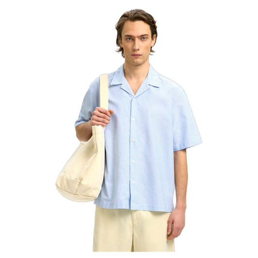 Selected Homme Relaxed Oxford SS Shirt Resort - Skyway / Stripes